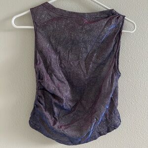 Cider Round Neck Ruched Purple Tank Top